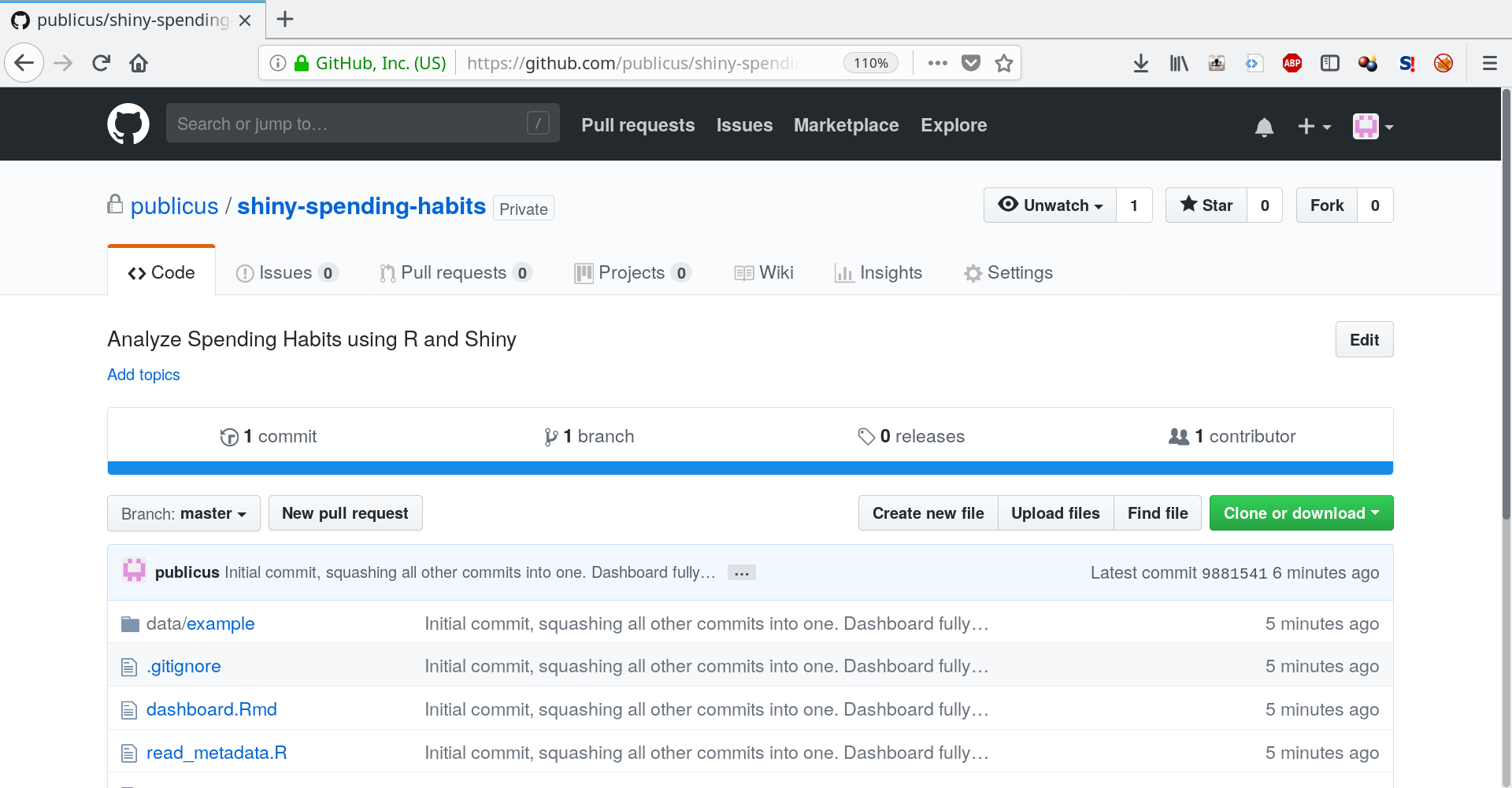 GitHub interface