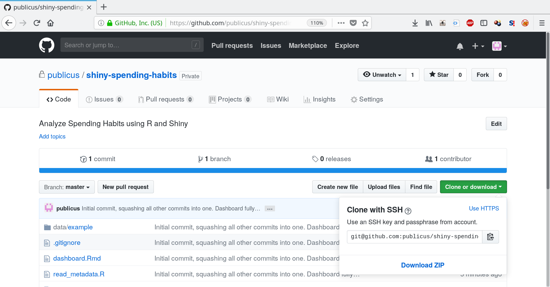 GitHub interface, showing download button