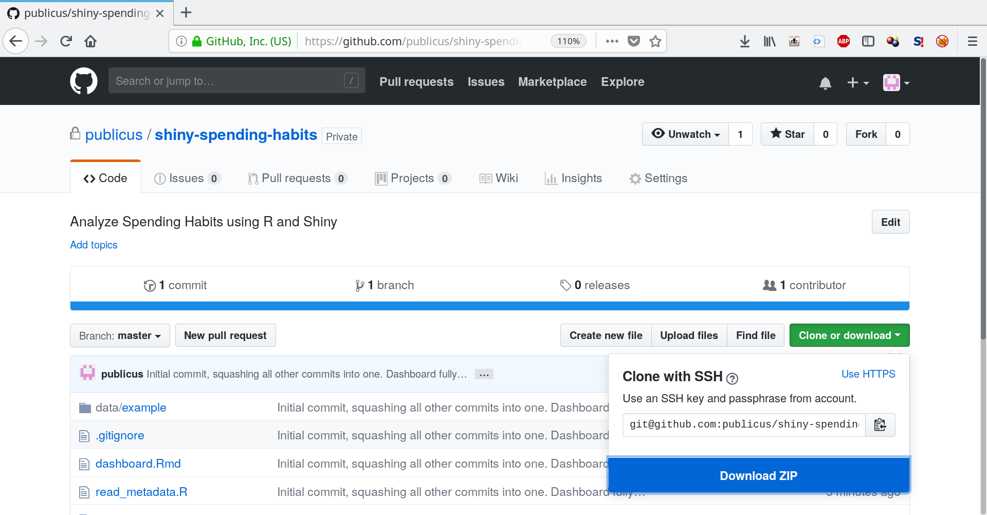 GitHub interface, clicking download button