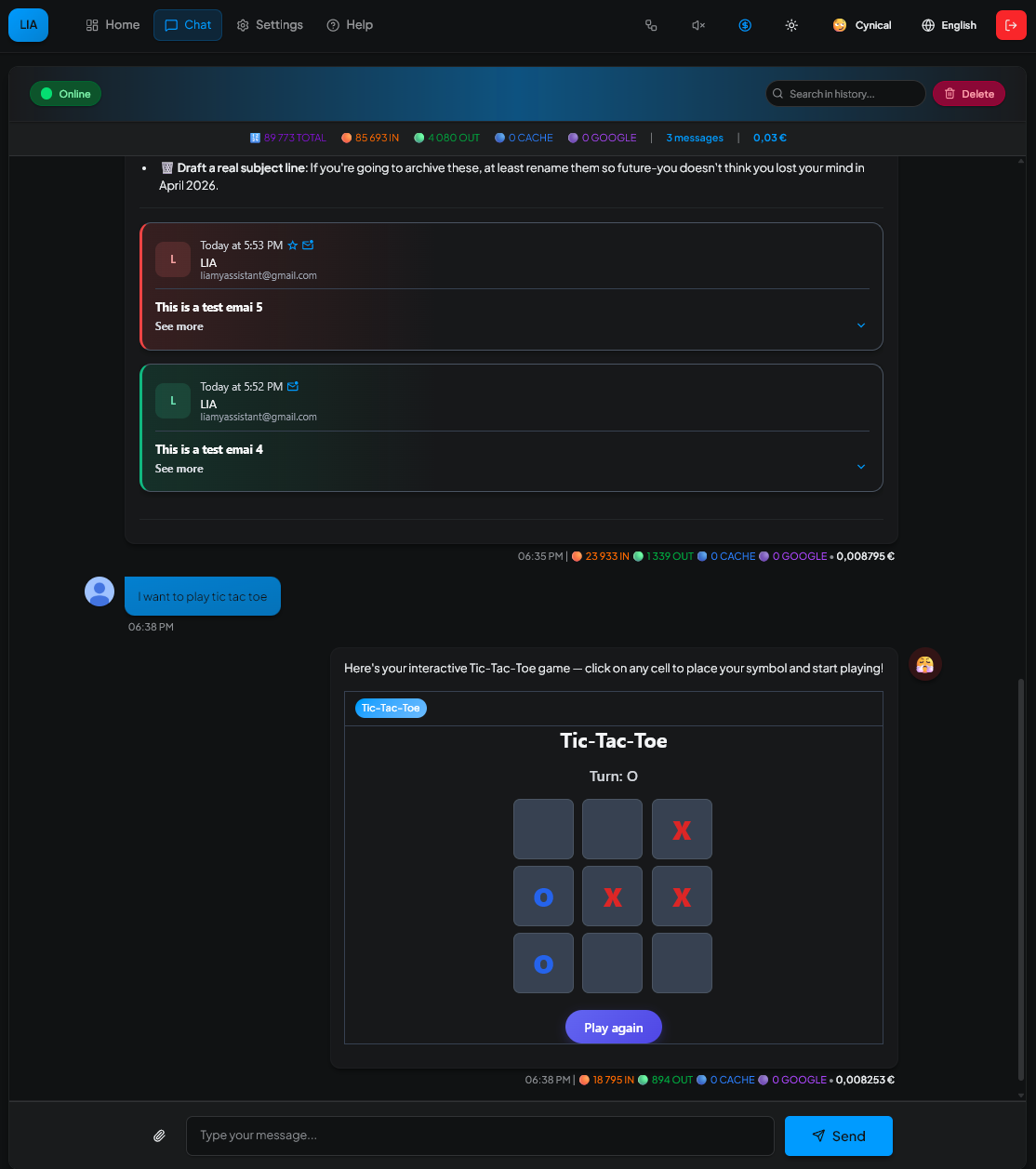 Chat — Interactive skill widgets