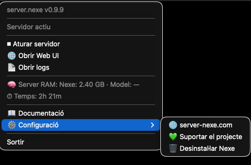 System tray menu