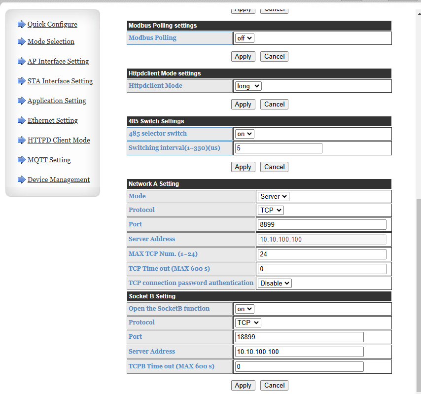 Application WiFi UART Settings 2