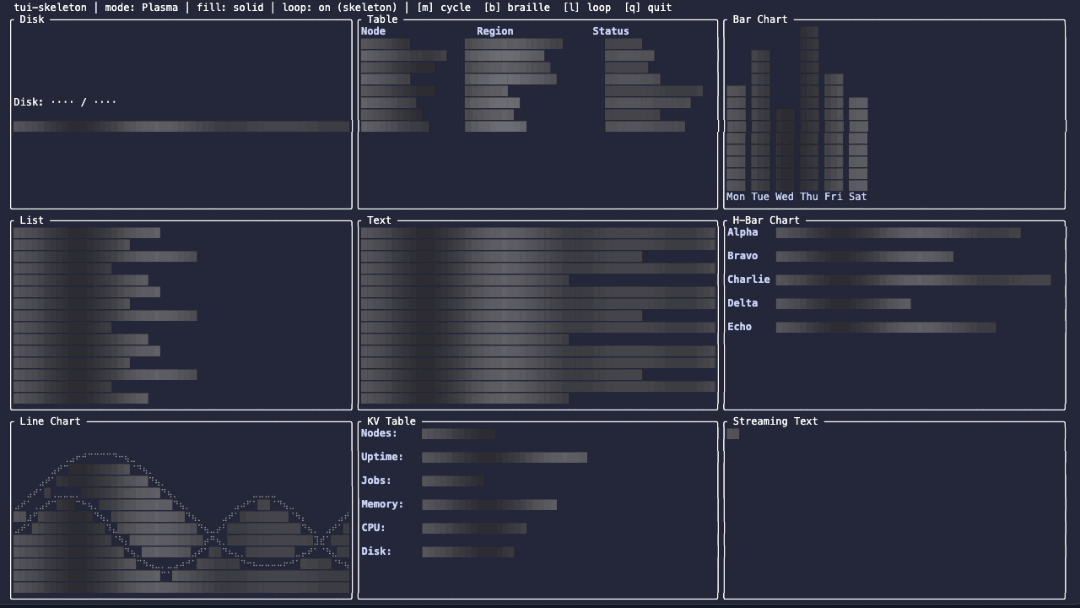 Plasma mode — skeleton loading into populated data