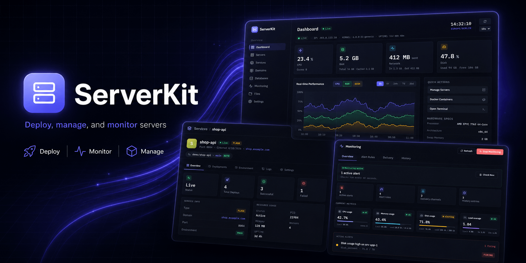 ServerKit — Deploy, manage, and monitor servers