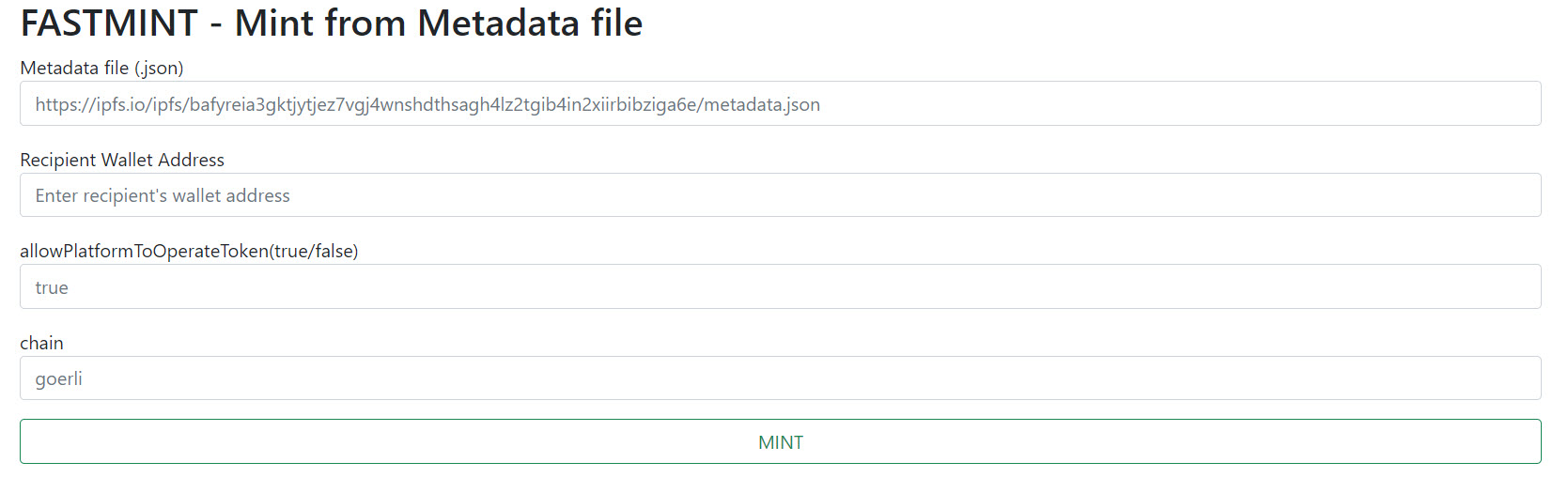 mintFromMetadata