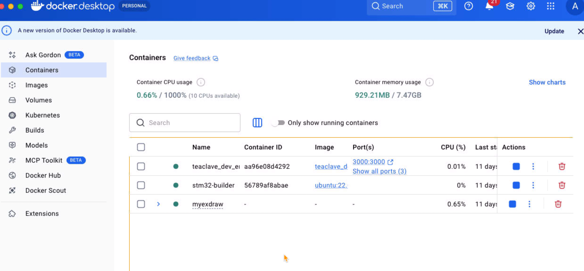 Docker Desktop Containers