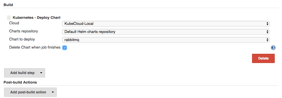 Deploy Chart build step screenshot