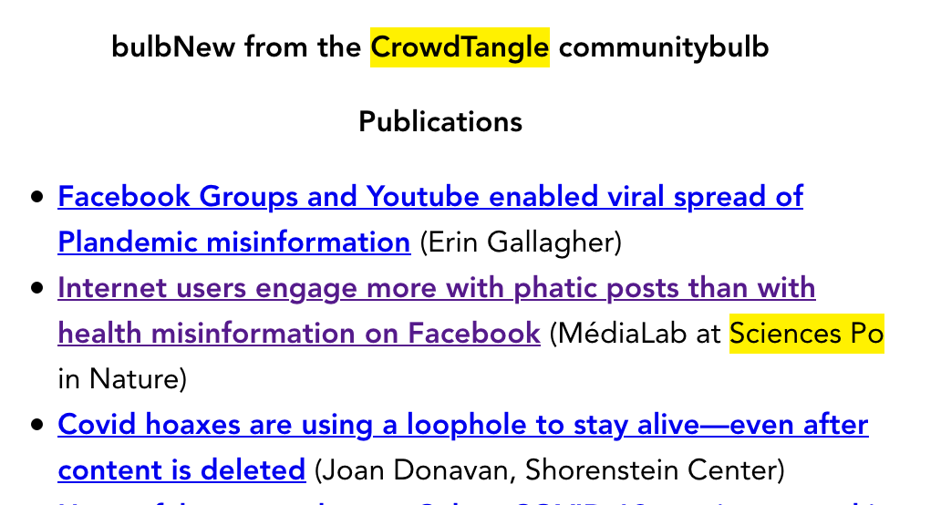 Infolettre de CrowdTangle