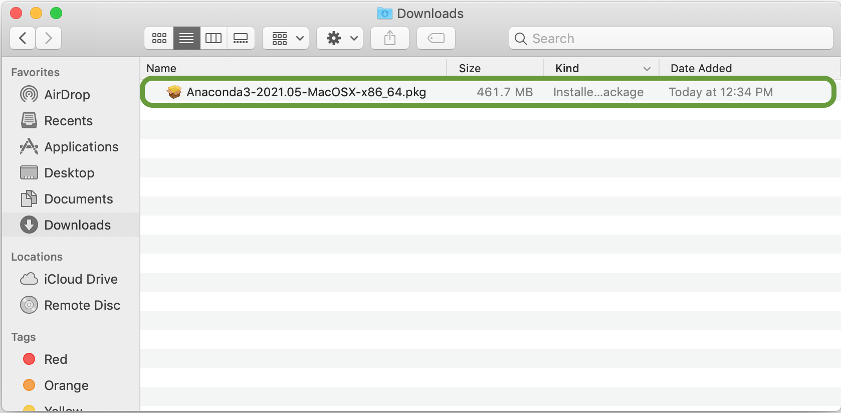 Anaconda macOS .pkg installer start