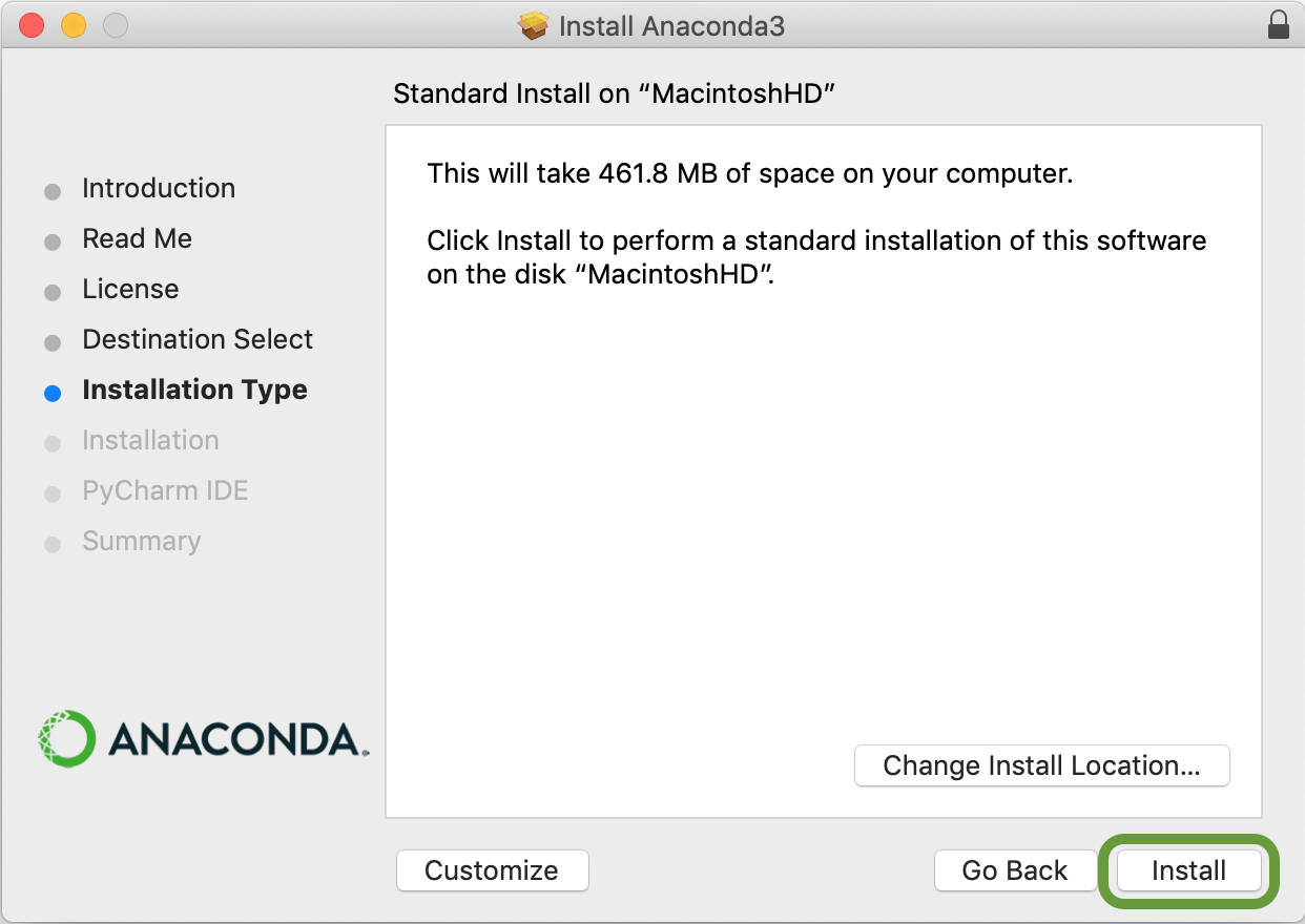 Anaconda macOS installation
