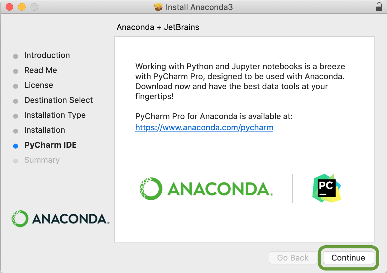 Anaconda macOS PyCharm prompt