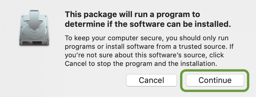 Anaconda macOS installer start