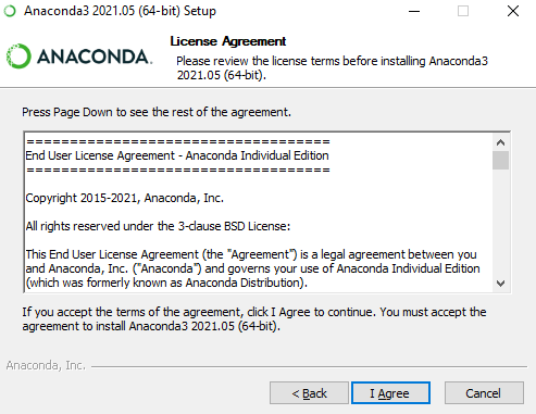 Anaconda Windows License Agreement