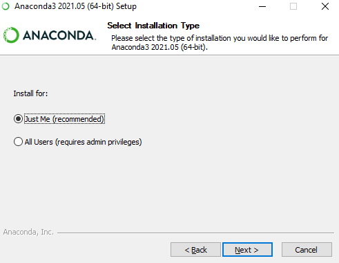 Anaconda Windows Installation Privileges