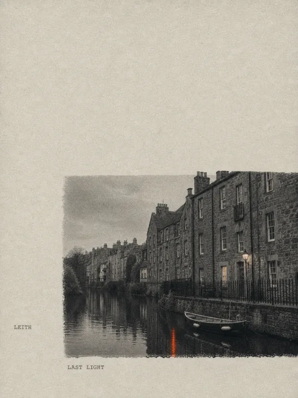 Leith at last light, vermilion photo window