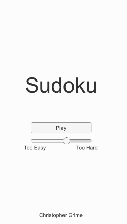 Sudoku Main Menu