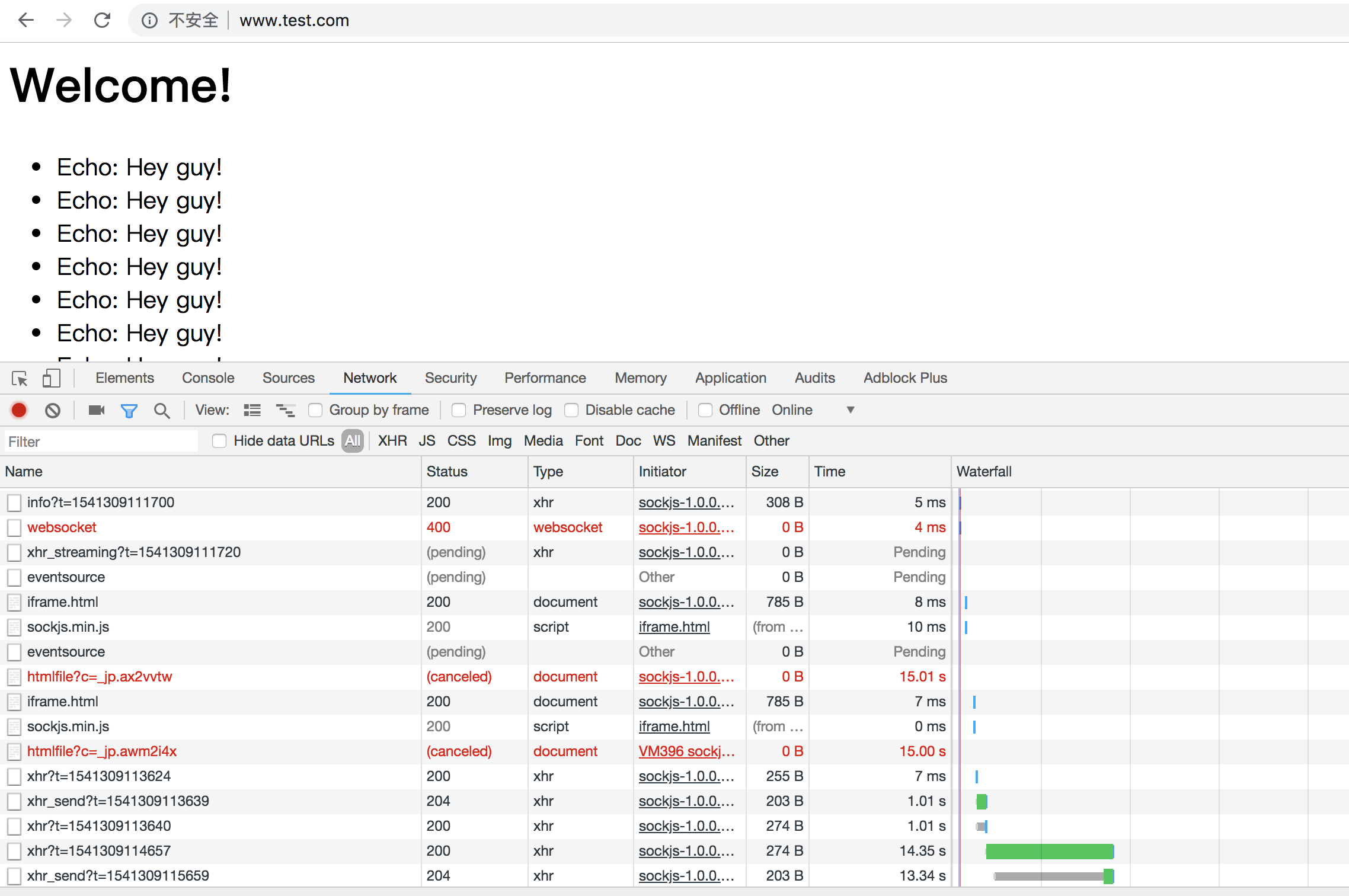 不支持WebSocket