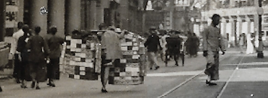 Close-up of pedestrians