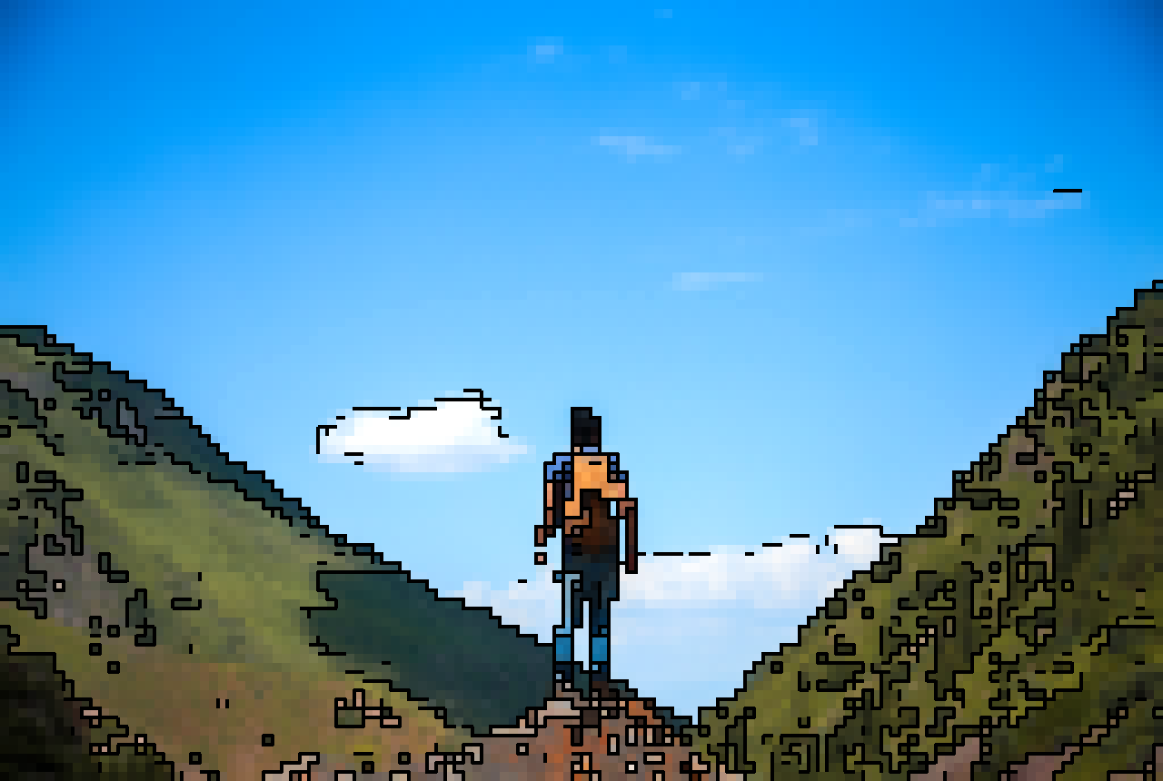 mountain 8bit style pixel art