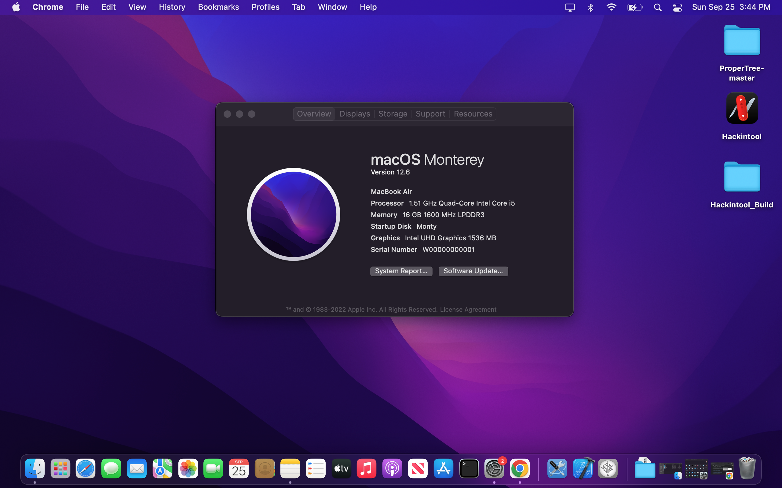 macOS Monterey 12.6 running on the GPD Pocket 2 m3-8100y