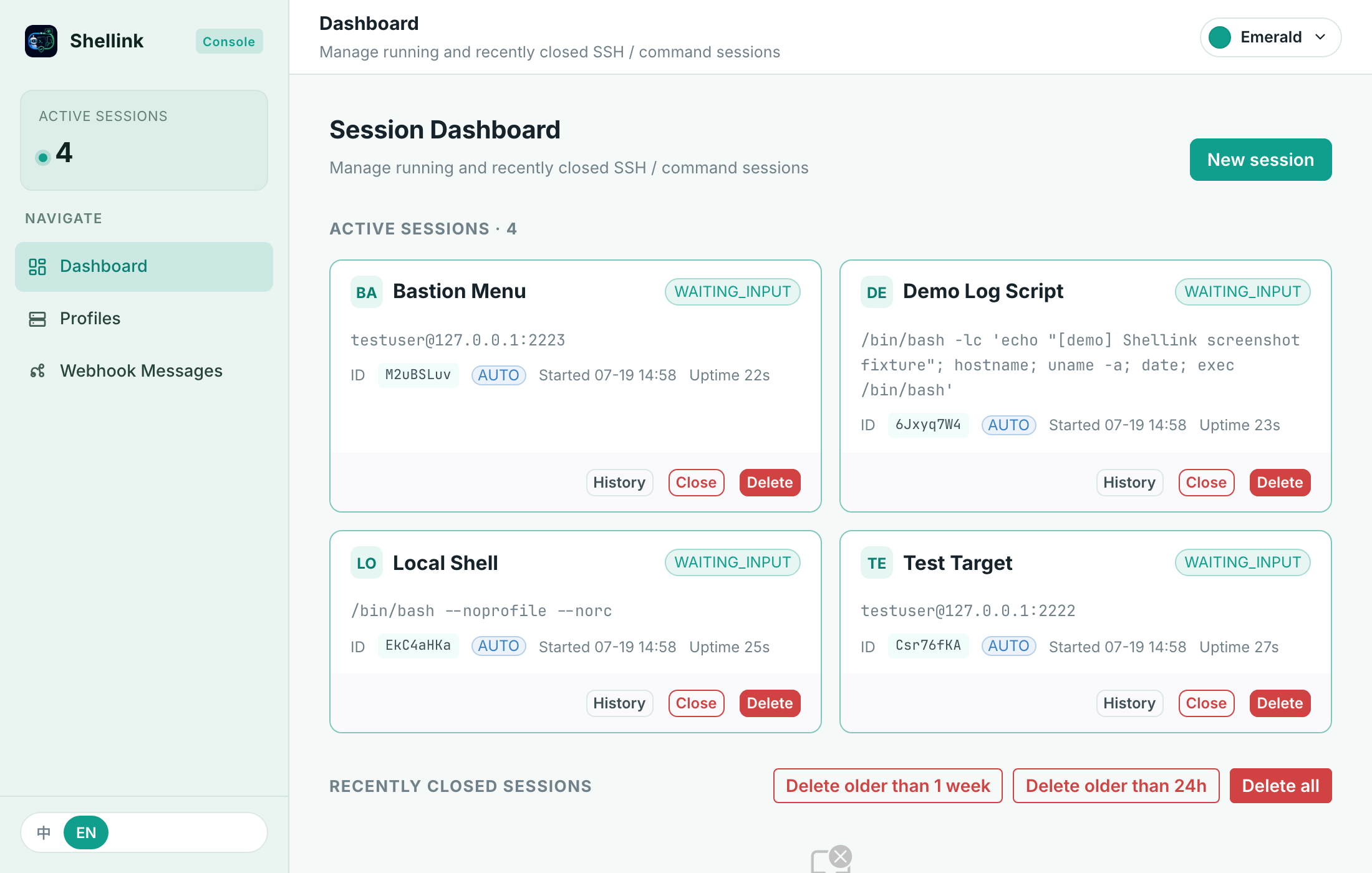 Web UI dashboard