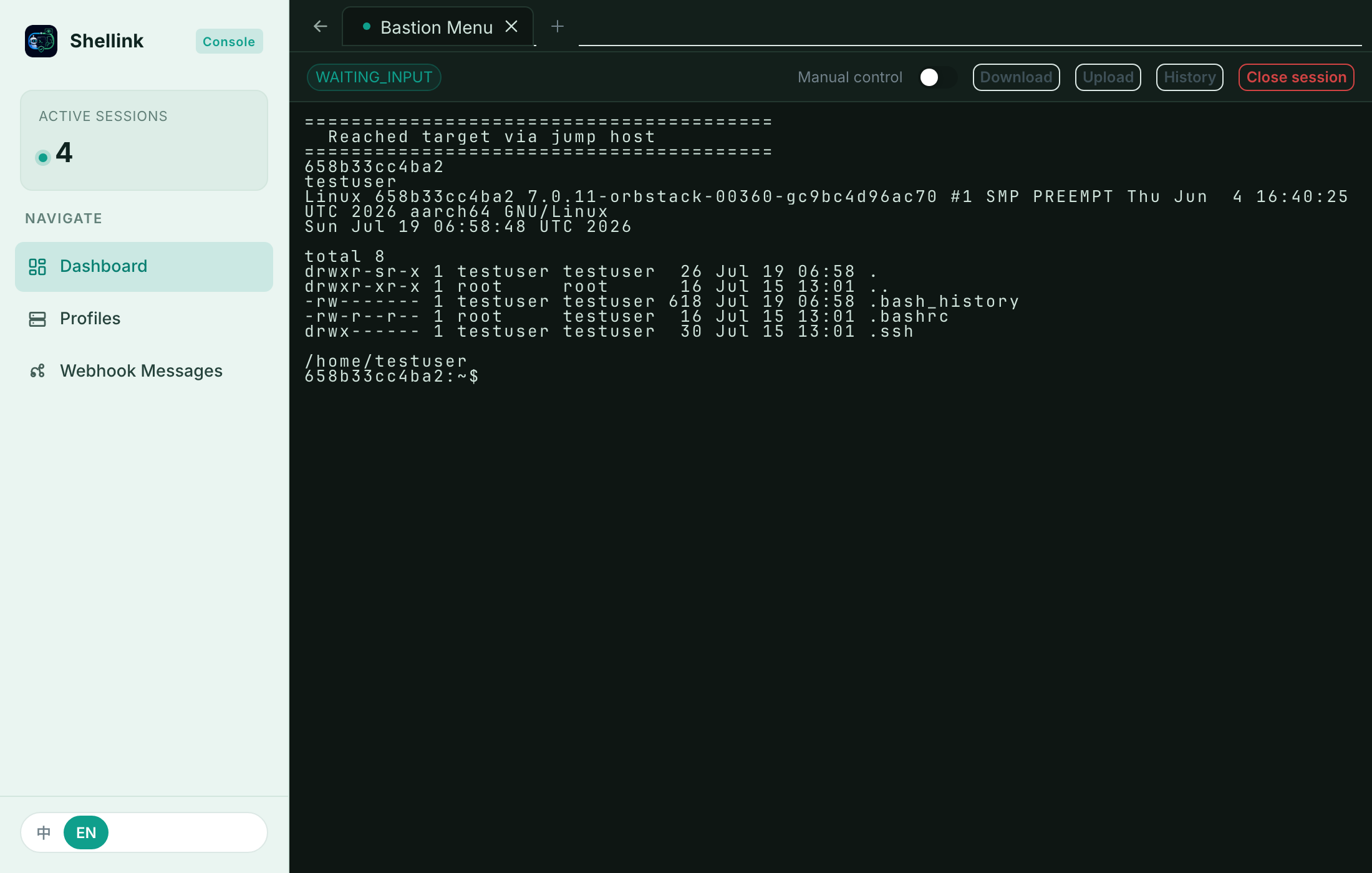 Web UI session via jump host