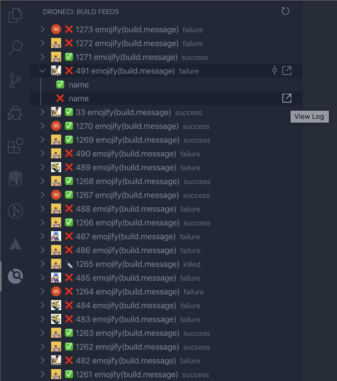 Build feed screenshot