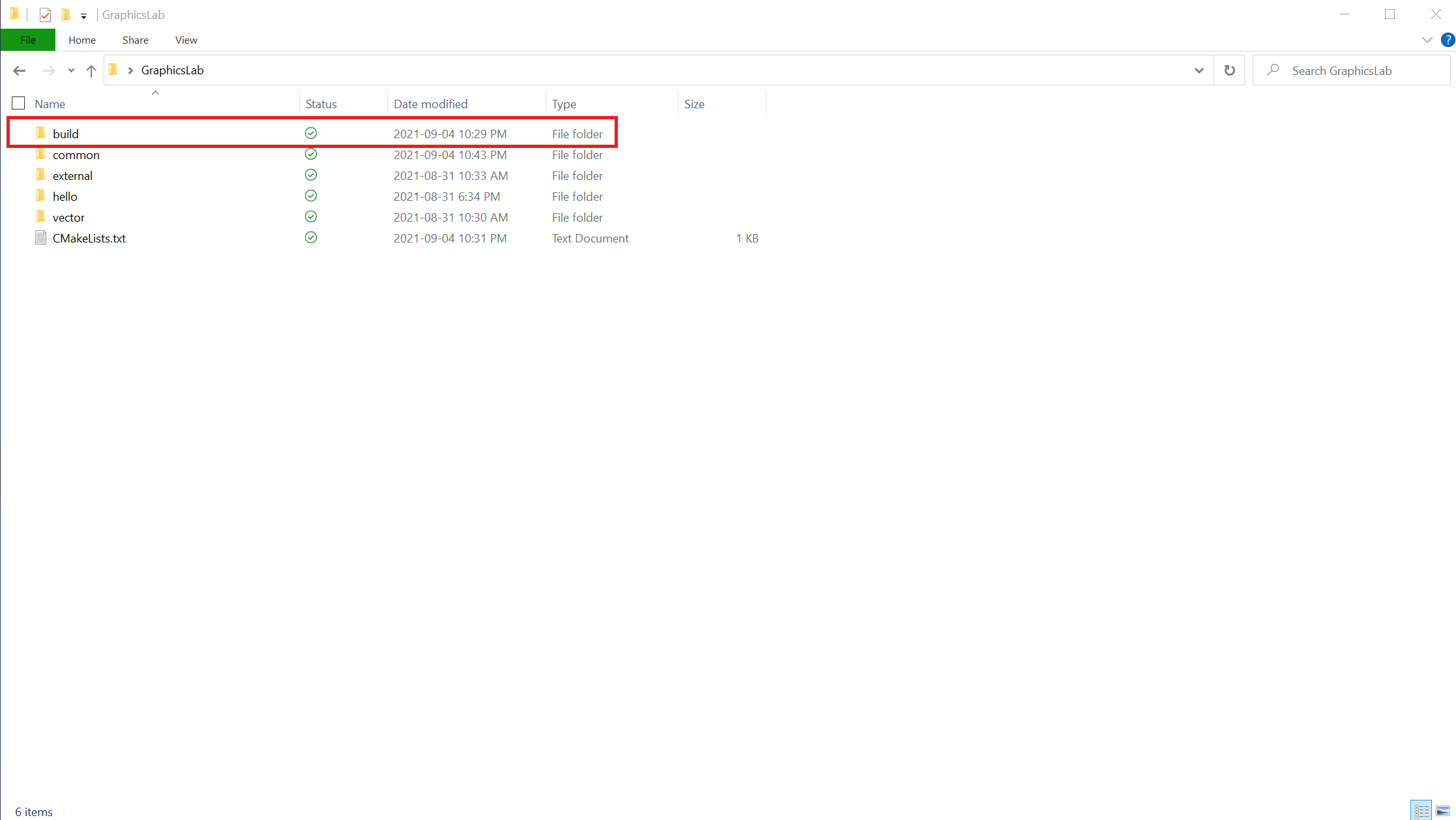The build folder inside the project