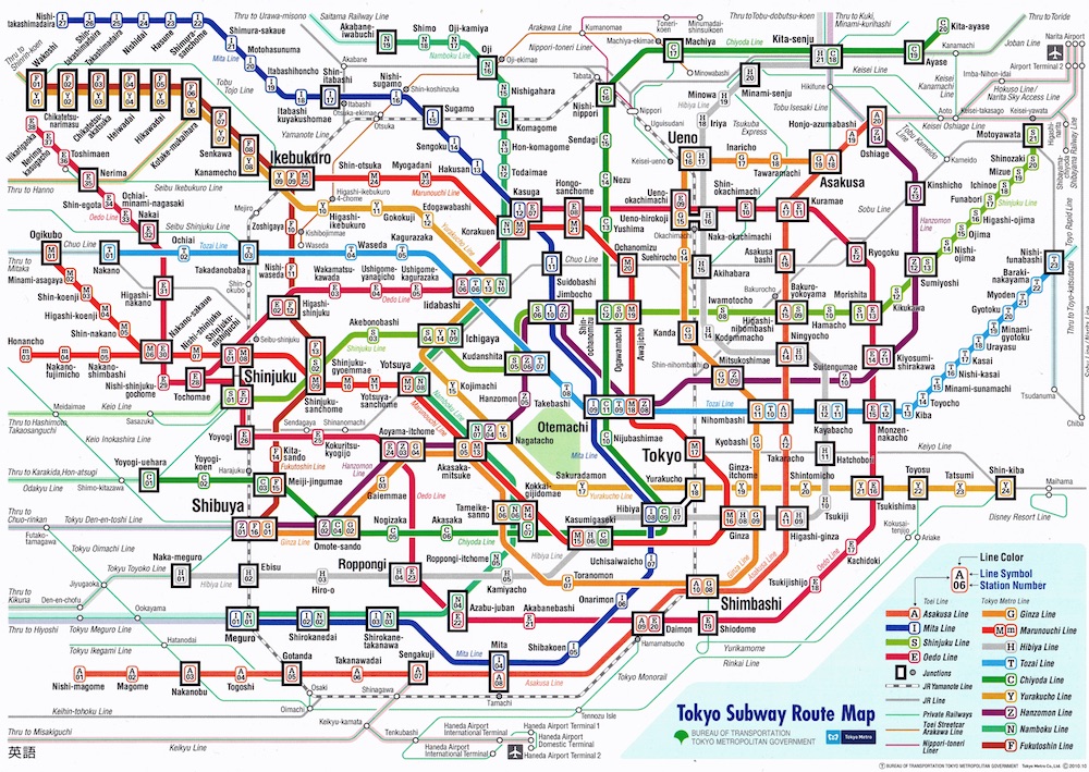 Carte du métro de Tokyo.