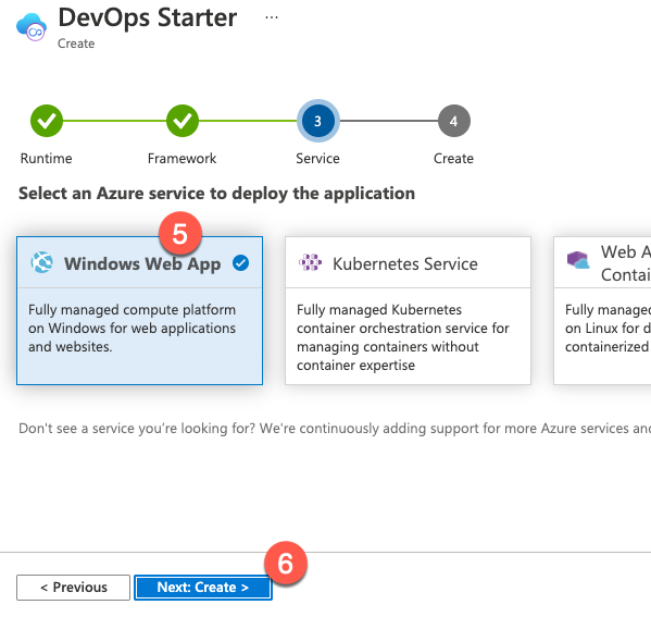 DevOps Starter Create