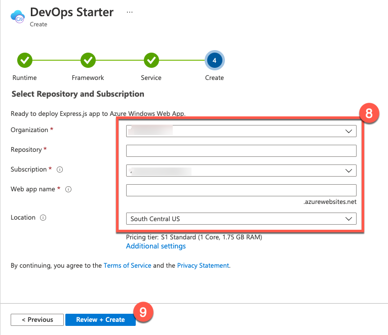 DevOps Starter Create