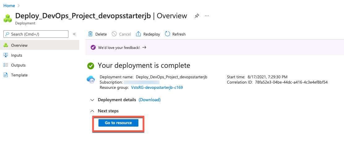 DevOps Starter Create