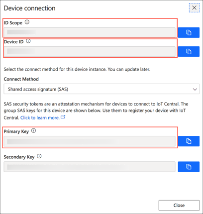 The device connection details