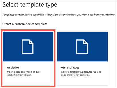 The select template type screen