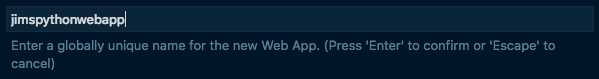 The command palette showing the new web app name option
