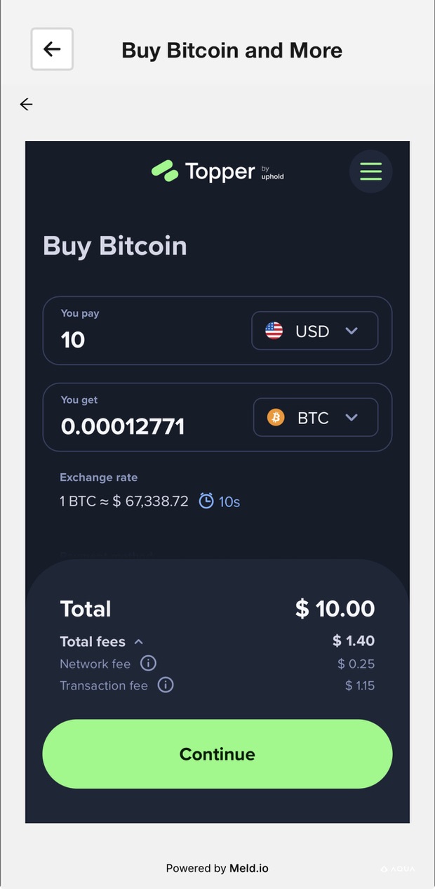 Topper identity verification screen for a $20,000.00 purchase