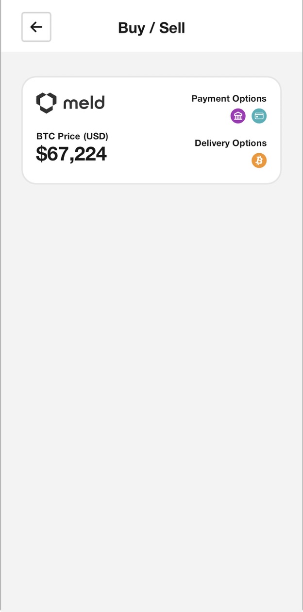 Topper Buy Bitcoin screen showing a $10 purchase with fee breakdown