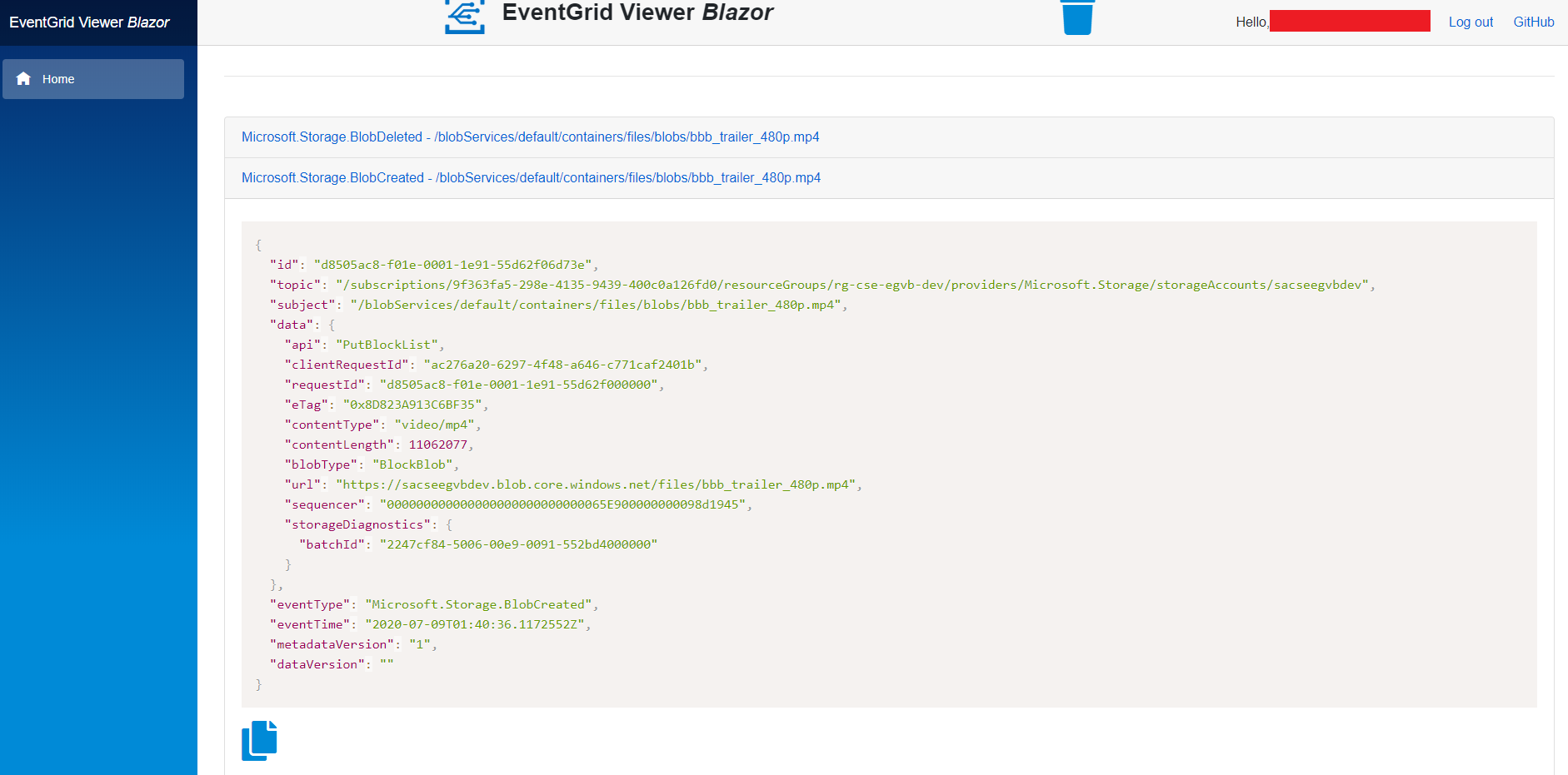 eventgrid-viewer-blazor Screenshot