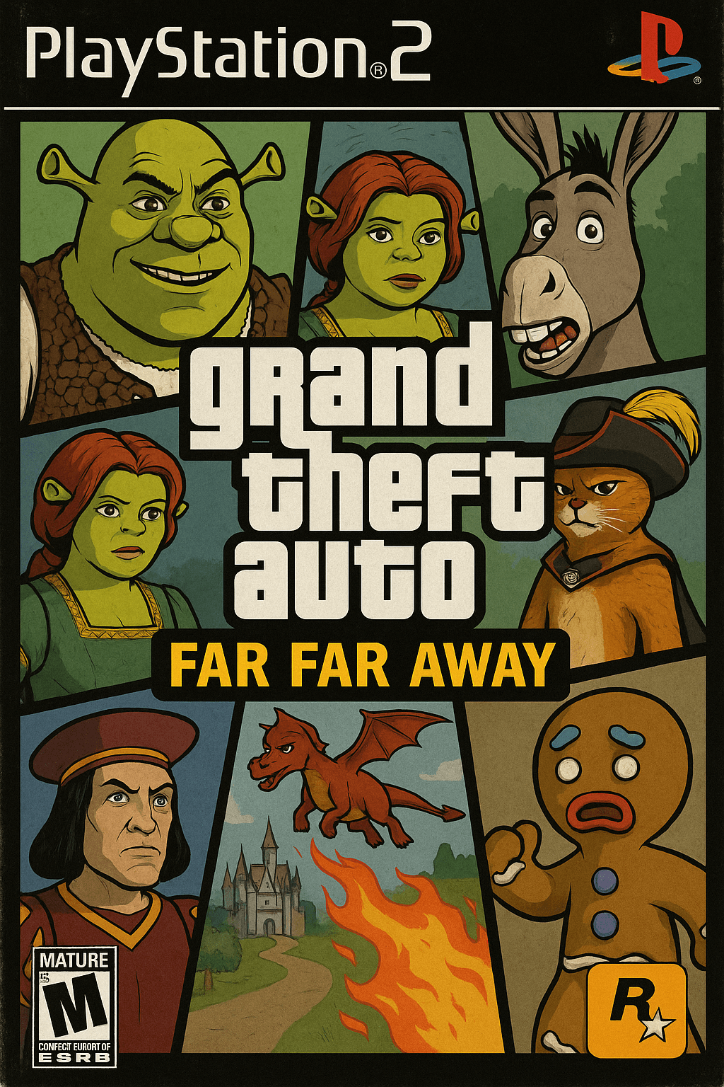 PS2 游戏封面 (GTA x Shrek) 示例图