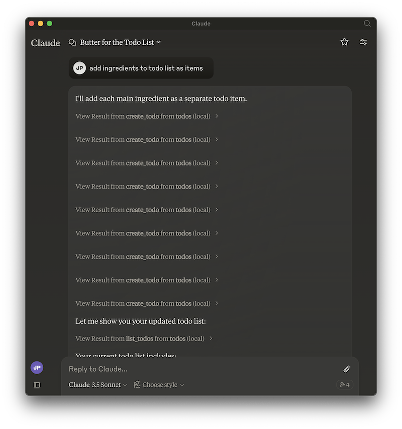 Claude Desktop Screenshot - Add Items 1/2