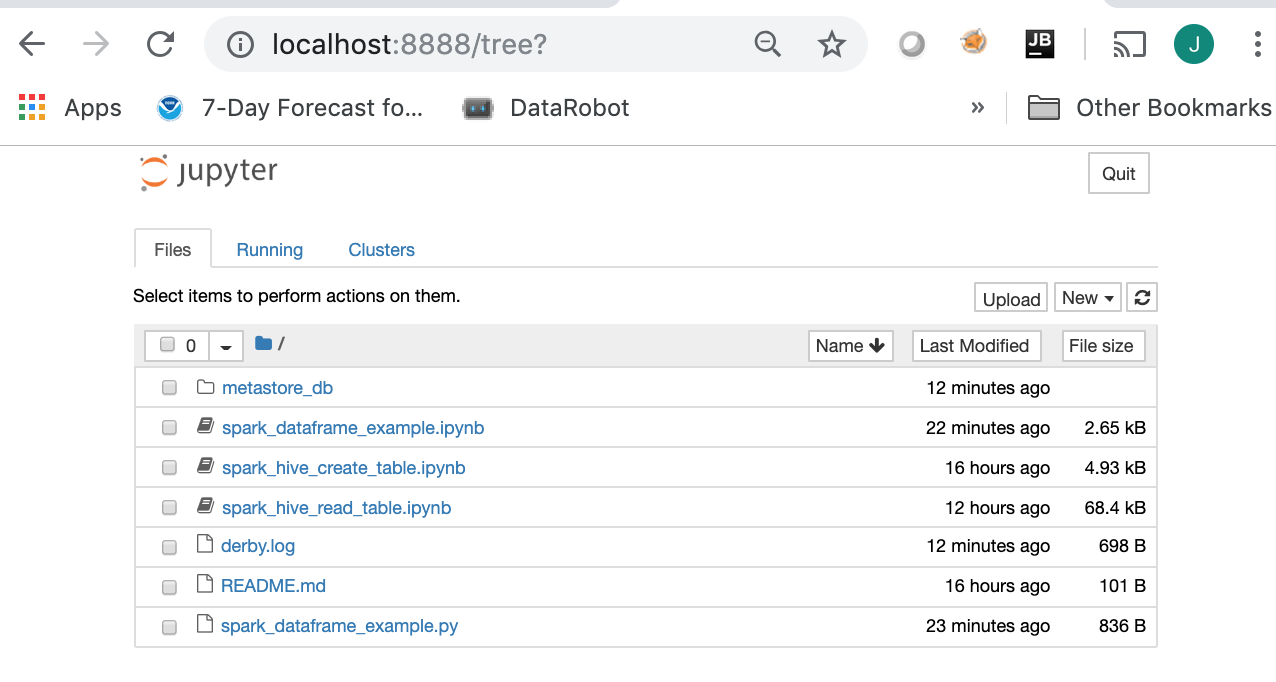 PySpark Jupyter Notebook Home Page
