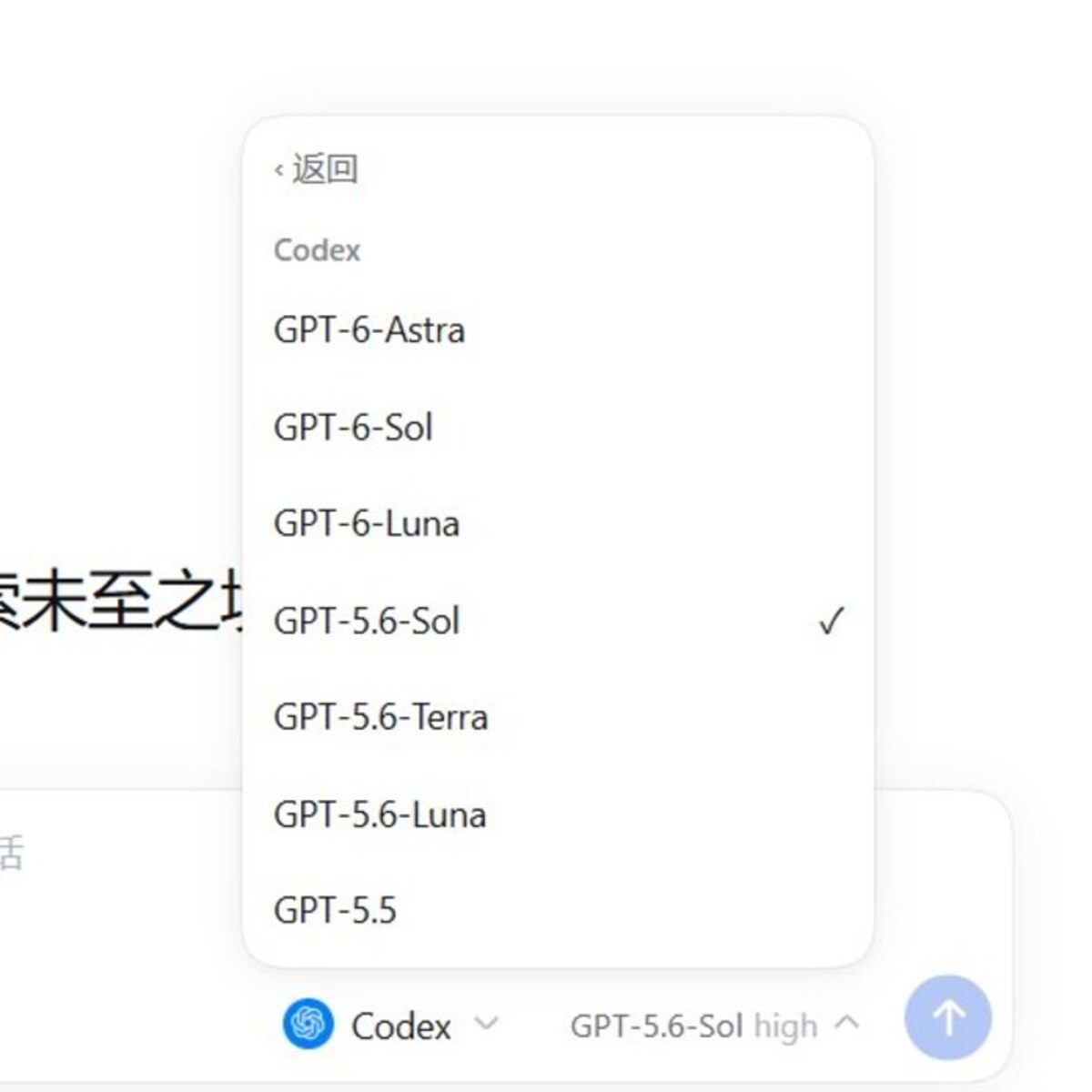 Codex 的模型列表