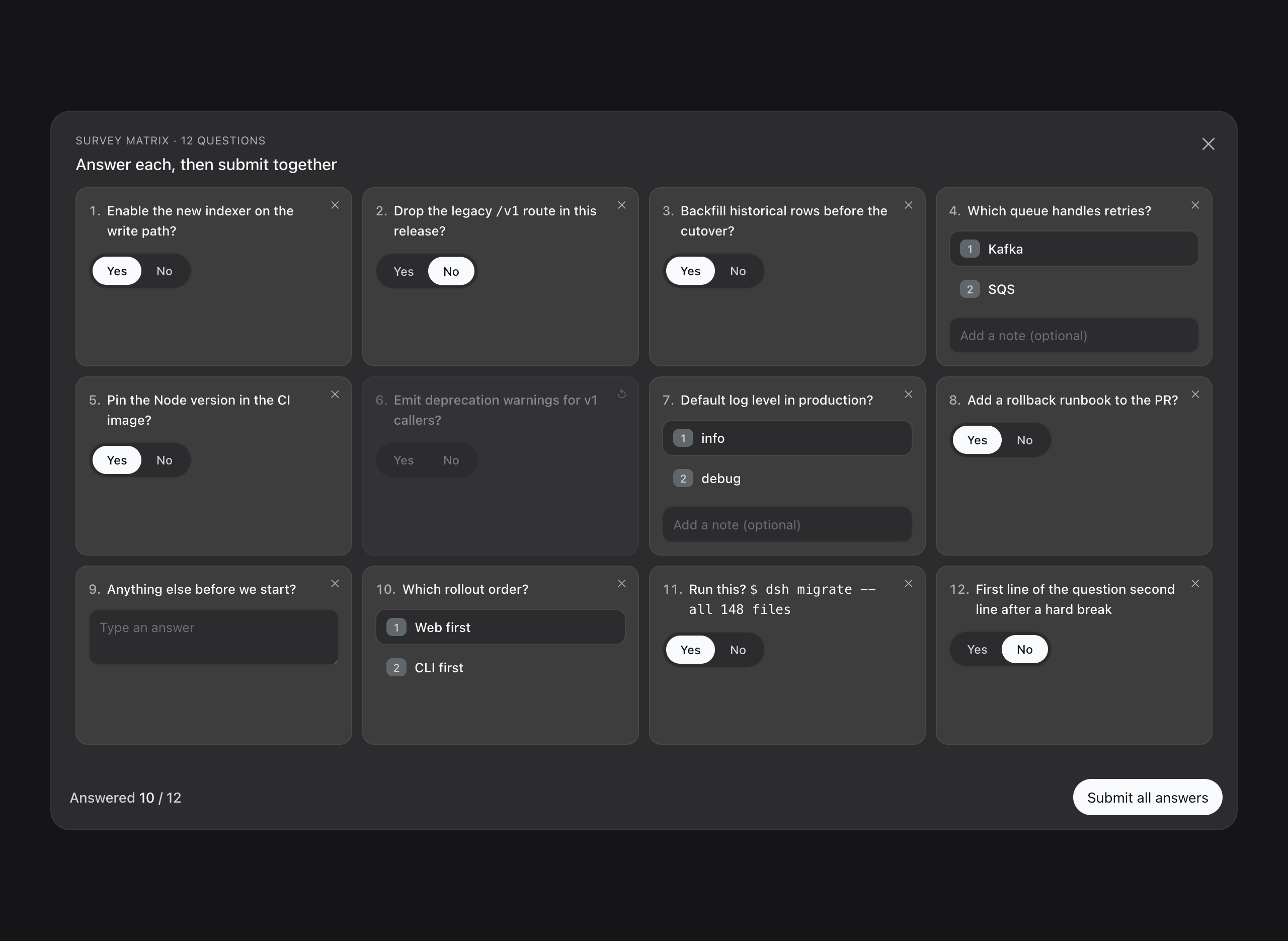 Grid matrix mode