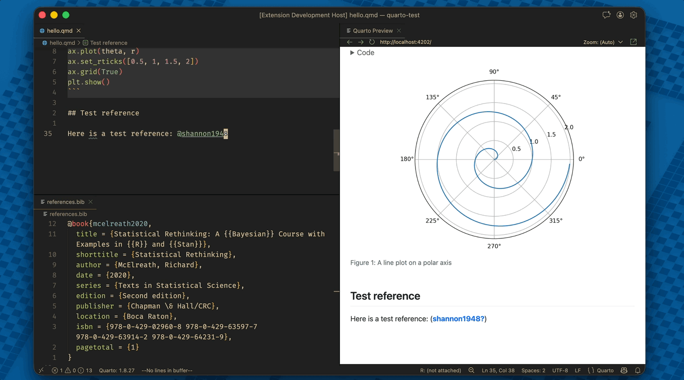 Screenshot of tidy up bib file