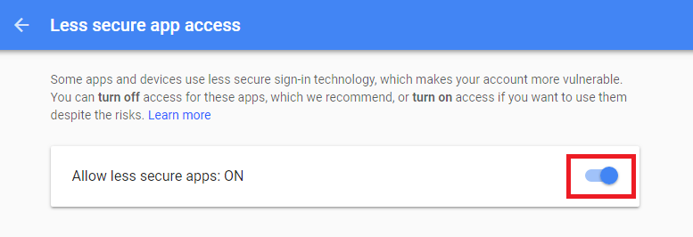 Allow less secure app access