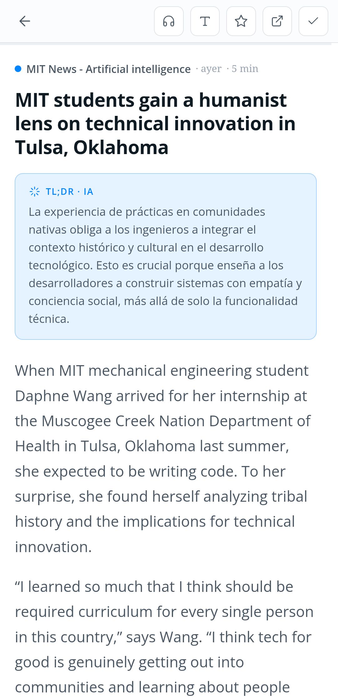 Señal: article with TL;DR