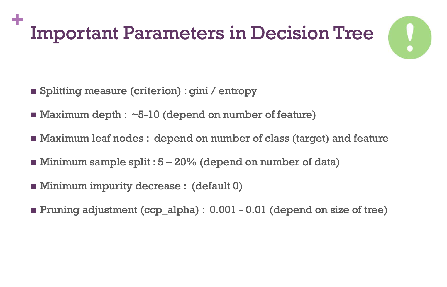 importance parameters