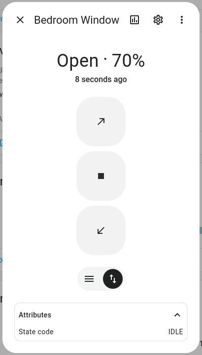 Screenshot of the cover control in button mode