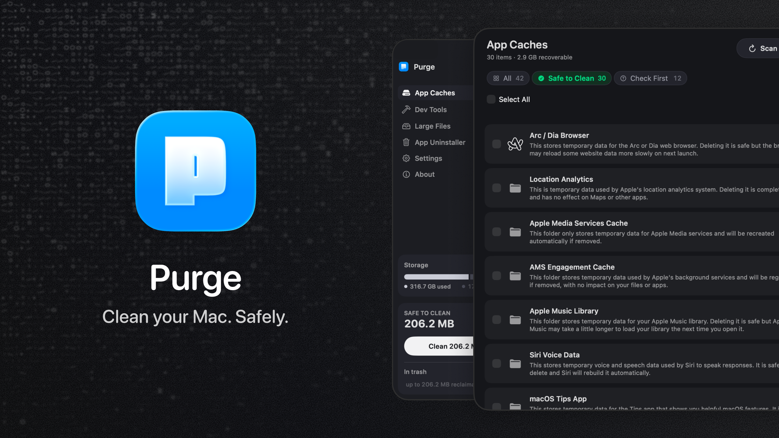 Purge scanning a Mac for safe-to-clean cache