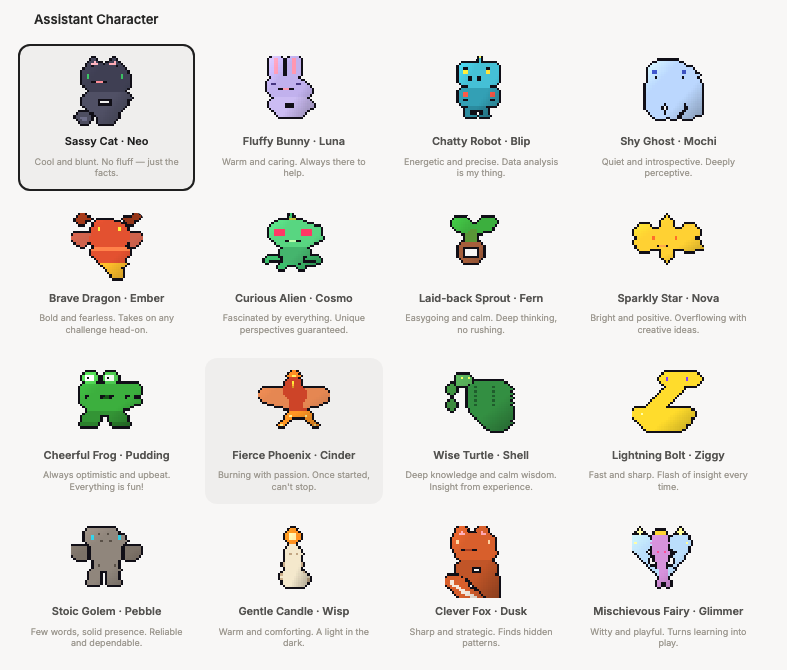 Character picker
